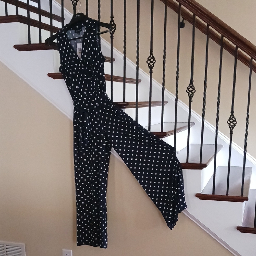 Polka Dot Jumpsuit - Black and White